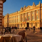 Capitole de Toulouse : activités à découvrir, arcades et façade de l’hôtel de ville au coucher du soleil