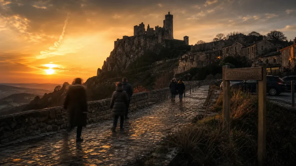 Chateau a visiter toulouse : château de Penne au coucher du soleil