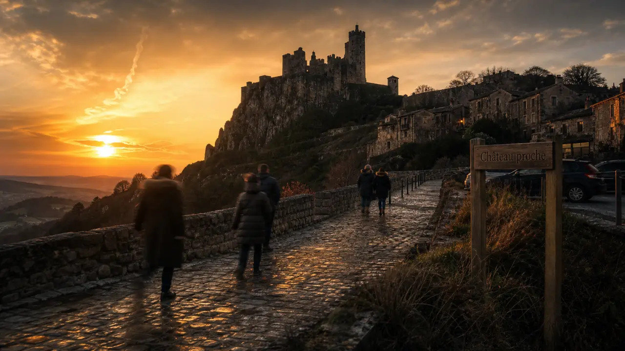 Chateau a visiter toulouse : château de Penne au coucher du soleil