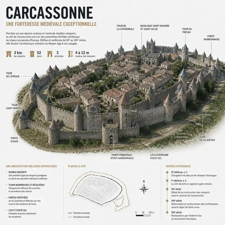 Cité de Carcassonne, architecture militaire médiévale
