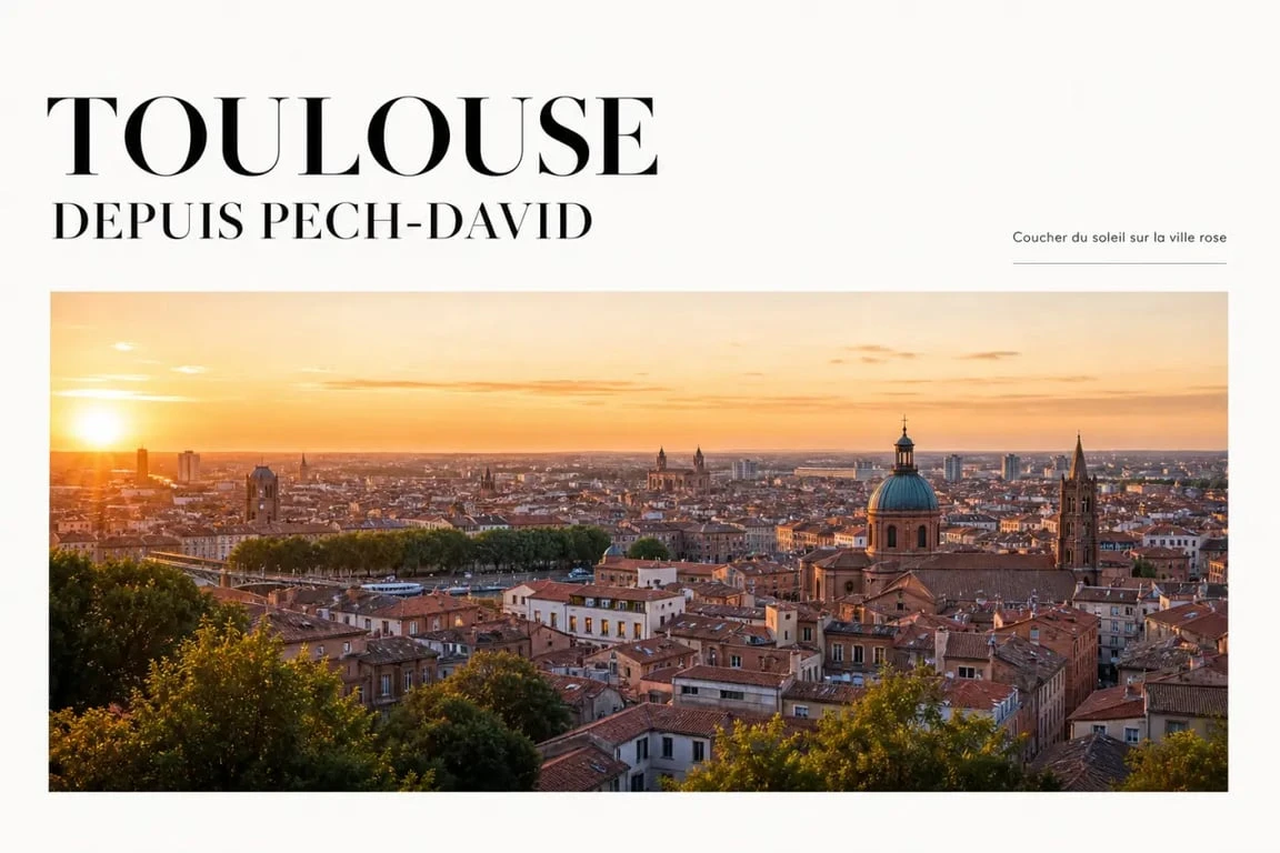 Point de vue Toulouse depuis Pech-David au coucher du soleil