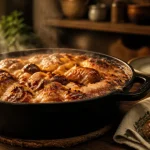 Plat toulousain : cassoulet gratiné avec saucisse de Toulouse