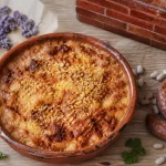 Spécialités toulousaine : cassoulet et saucisse de Toulouse avec violette