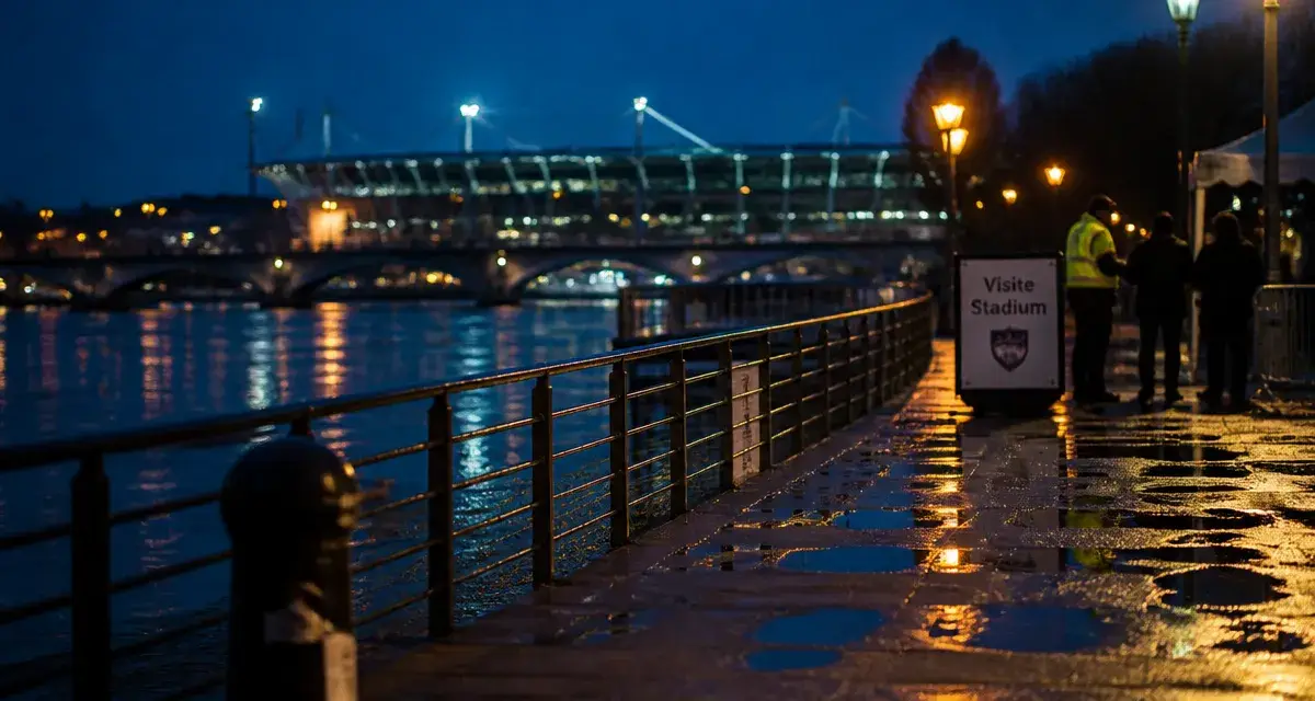 Stade de foot de Toulouse : Stadium sur l’île du Ramier, reflets sur la Garonne