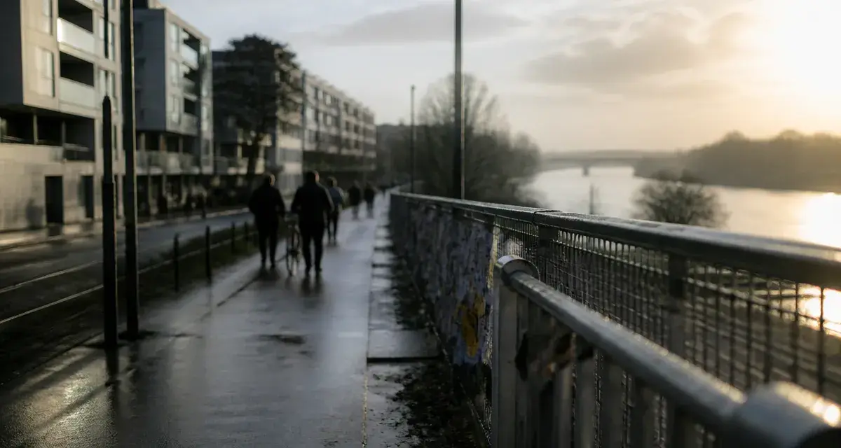 Empalot Toulouse : trottoir près de la Garonne et l’île du Ramier, quartier en mutation