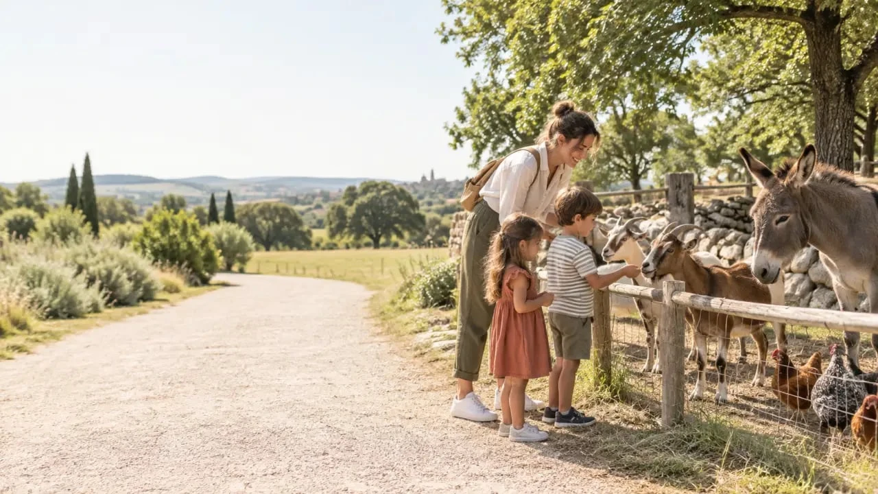 Parc ferme Toulouse : famille découvrant des animaux dans un environnement naturel