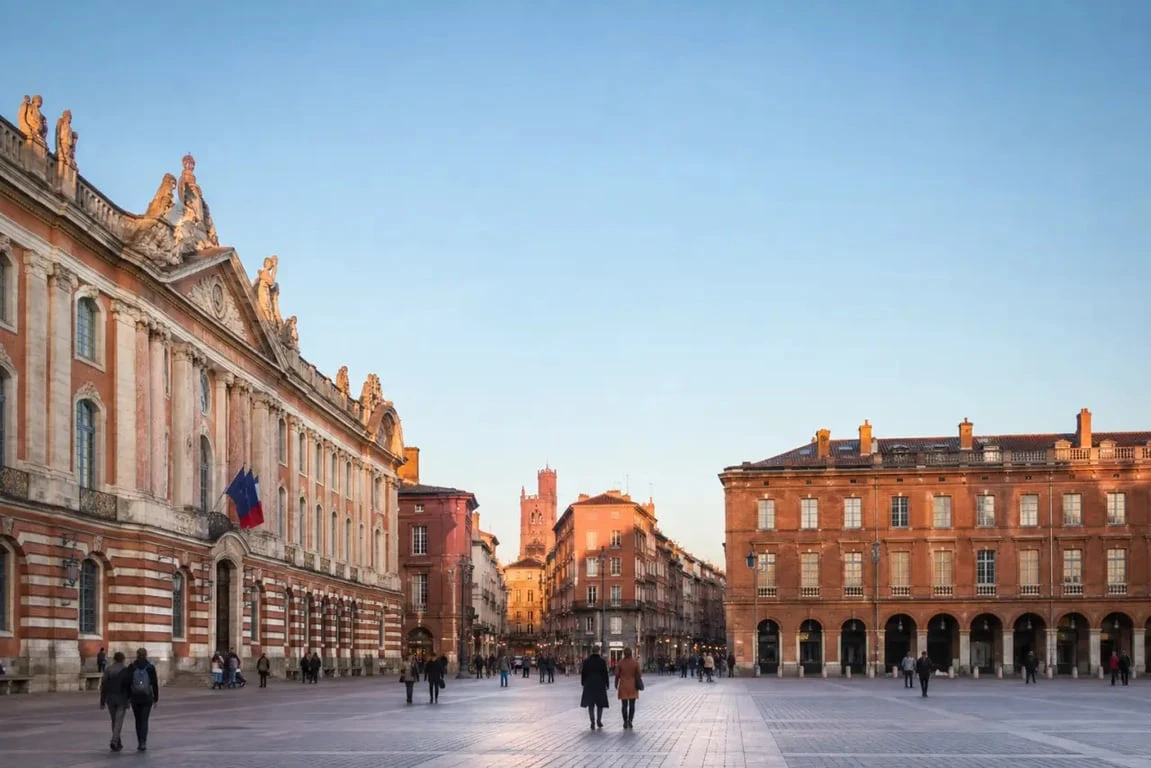 Toulouse Sehenswürdigkeiten : Place du Capitole et centre historique en brique rose
