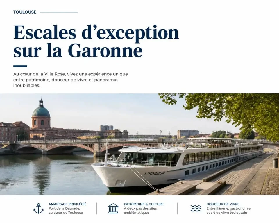 Croisière fluviale au départ du Port de la Daurade sur la Garonne à Toulouse