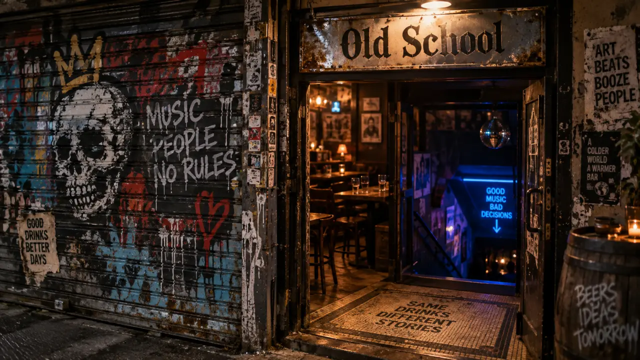 old school bar toulouse : entrée du club, enseigne Old School