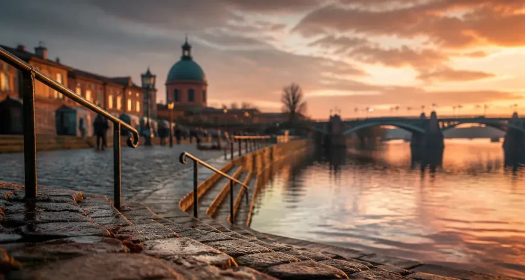 Port de la daurade à Toulouse : quai et Garonne